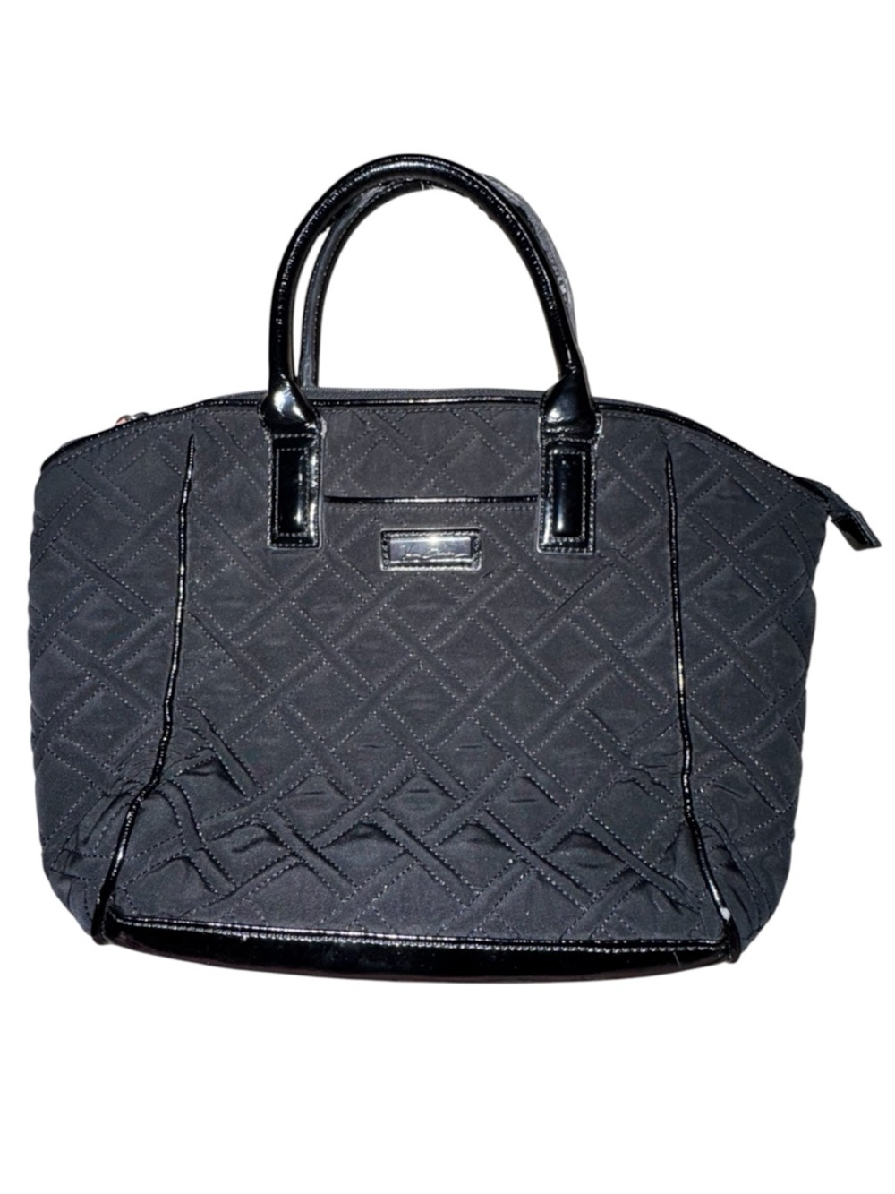 Vera Bradley Black Quilted Tote with Patent Trim